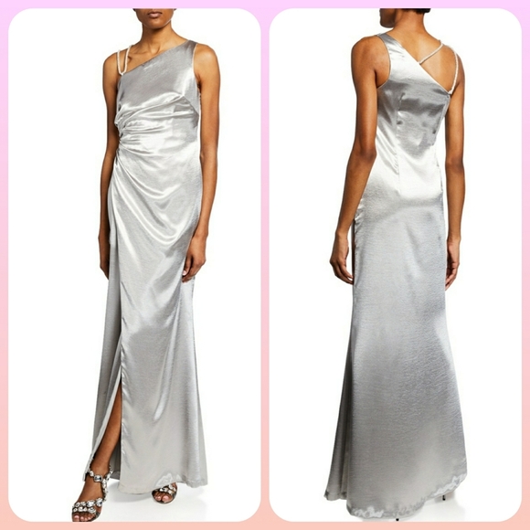 Aidan Mattox Dresses & Skirts - Aidan Mattox Asymmetric Satin Gown with SlitDetail